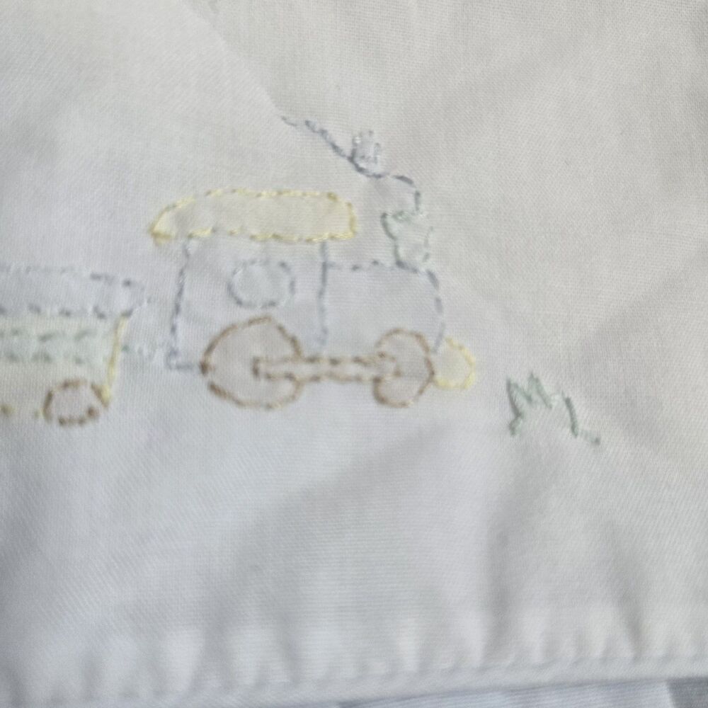 Petit Ami Vintage Style Pastel Embroidered Train Baby Boy Bubble Romper 3 Mos - Picture 3 of 9